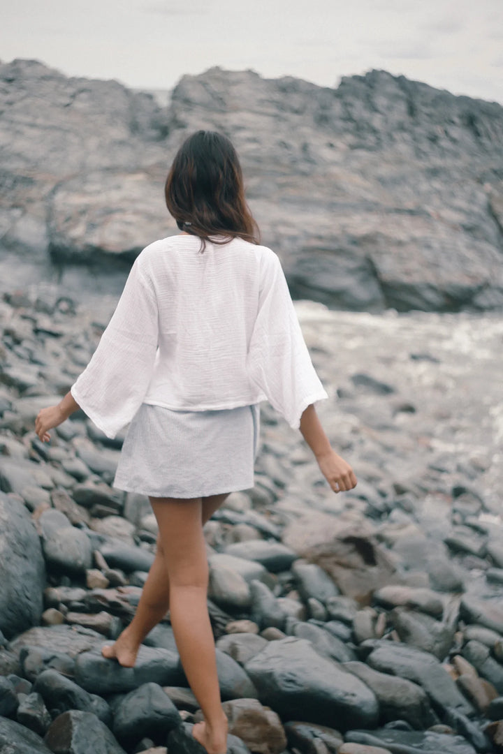 Ella Wrap Top - White