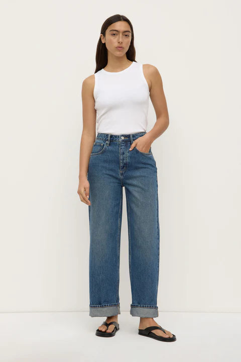 Oversized High Rise Jean - Dark Indigo Fade